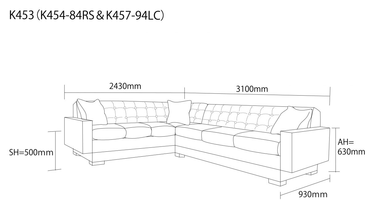 KENO BROS キーノブラザーズ セクショナルソファ 【K453（K454-84RS&K457-94LC）】